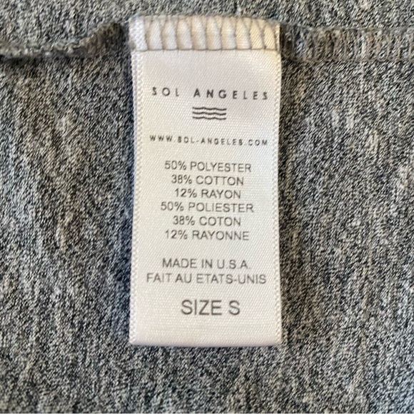SOL ANGELES Women’s Grey Vneck Short Sleeve T-Shirt - Picture 7 of 8